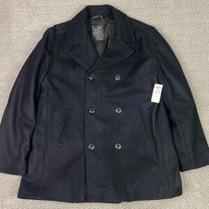 Old Navy Peacoat Men's XL Black Pea Coat Military Naval Wool Blend